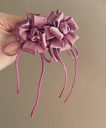 Handmade Purple Alloy Silk Butterfly Tassel Drop Earrings