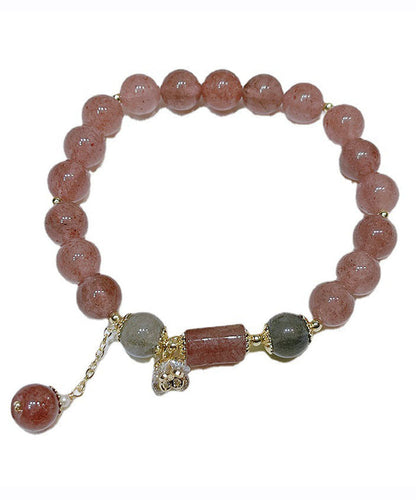 Pink Crystal Beading Charm Bracelet