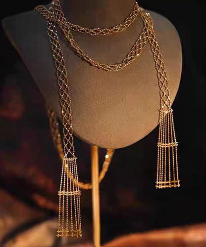 Gold Sterling Silver Overgild Chain Hollow Out Necklace