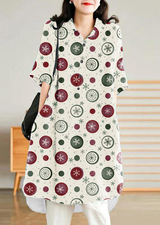 Jade Dark Green-snowflake Linen Linen Shirt Dress