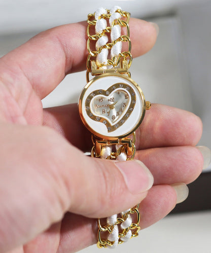 White Stainless Steel Alloy Zircon Quartz Movement Watches