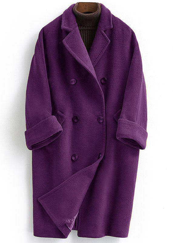 Woolen Coat Long Double Breast Coats Notched