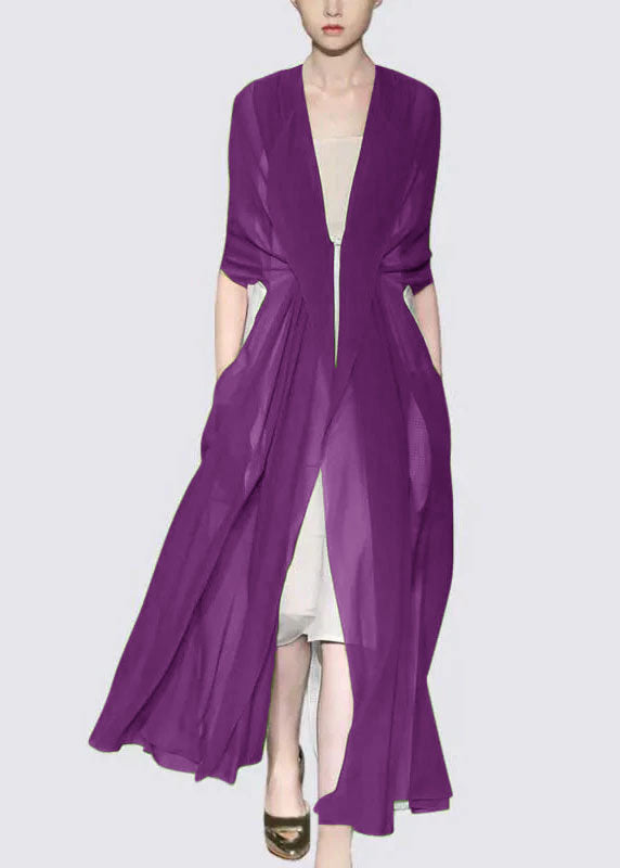 Italian Purple Silk Dress Long Sleeves