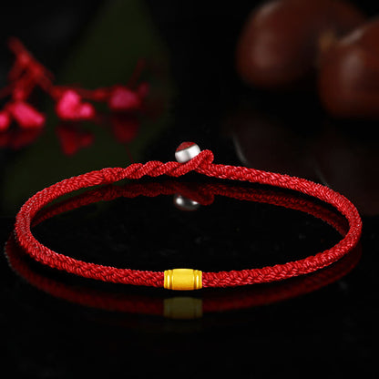 999 Gold Red String Bracelet With Eight Thread Peace Knot