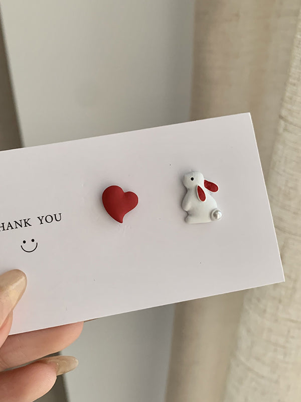 Love Rabbit Shape Asymmetric Earrings