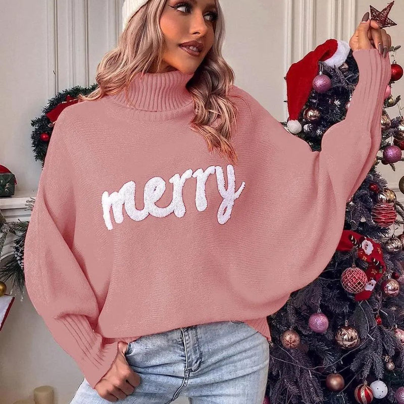 Festive Sweater for Women with Turtleneck
