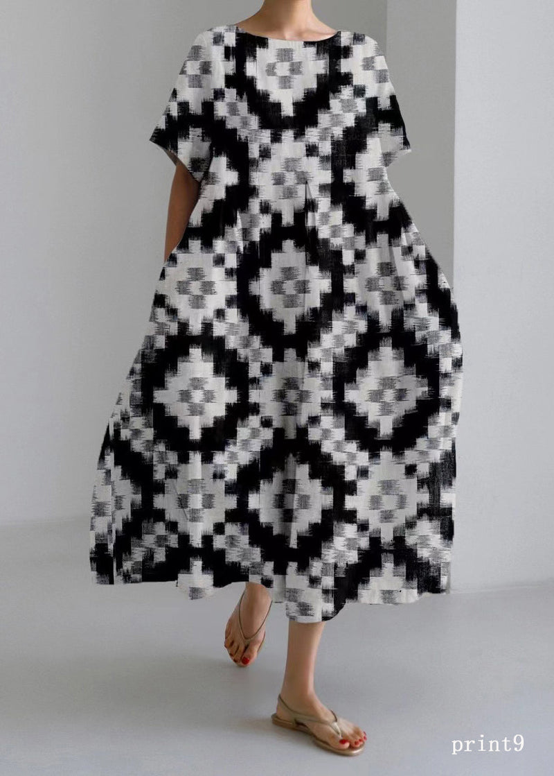 Flower Print17 Cotton Dresses Pockets Patchwork Spring