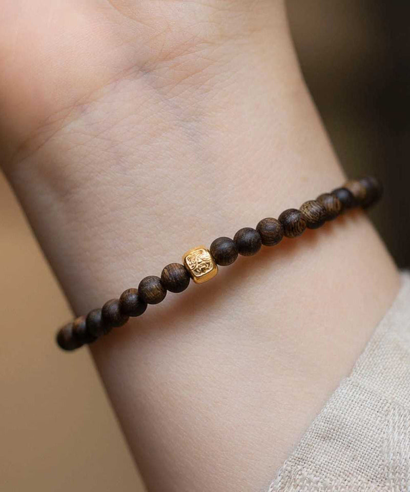 Brown Sterling Silver Overgild Beads Bracelet