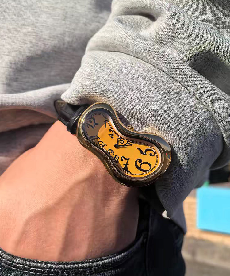 Yellow Leather Large Dial Couple Watches