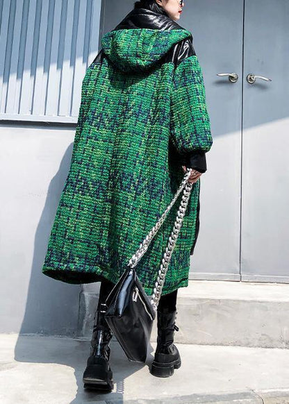 Aesthetic Knitted Coat Green Hooded Zippered Coats
