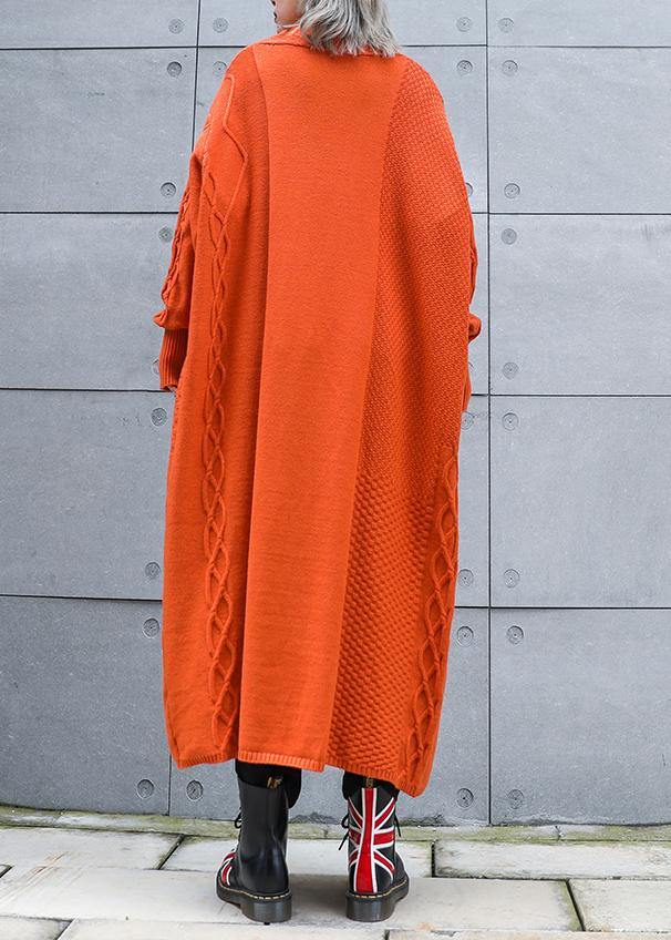 Aesthetic Orange Winter Knit Baggy Outwear