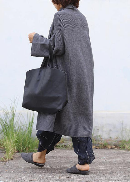 Aesthetic Sweaters Clothing Gray Pockets Batwing Sleeve Knit Jacket