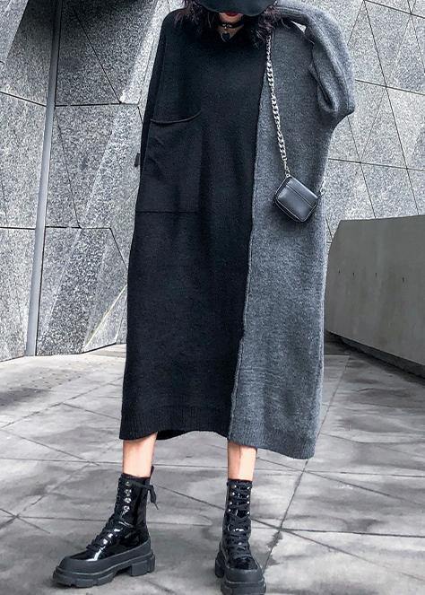 Aesthetic Winter Sweater Patchwork Aesthetic Gray Knitwear