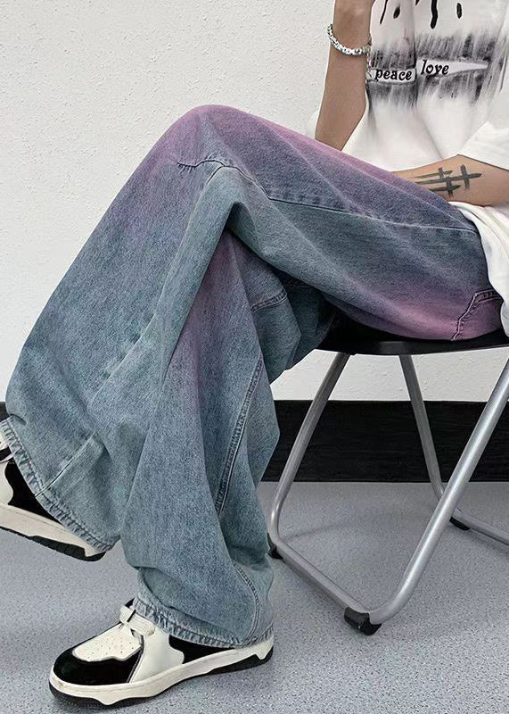 American Style Gradient Color Denim Pants Fall