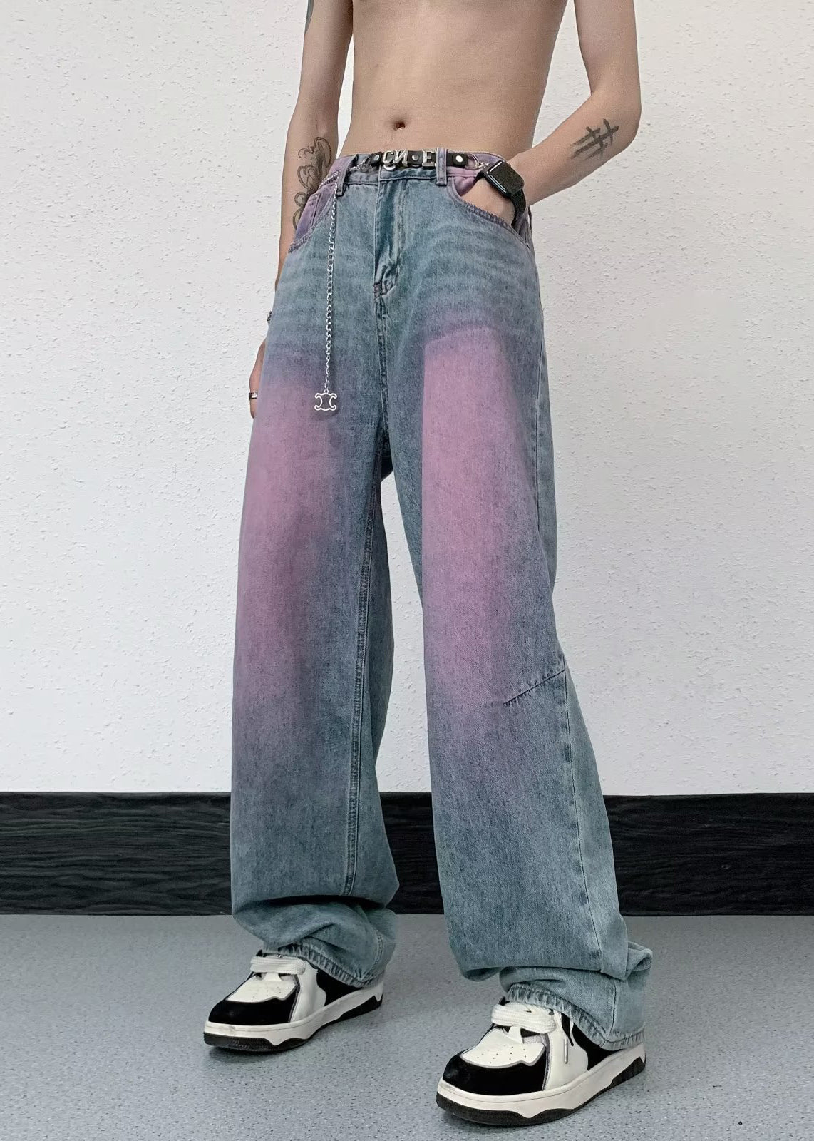 American Style Gradient Color Denim Pants Fall