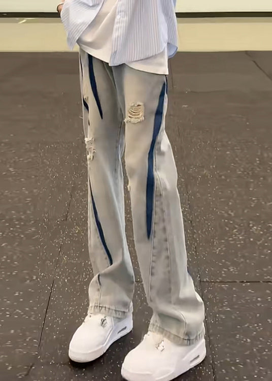 American Style Tie Dye Ripped Denim Pants Fall