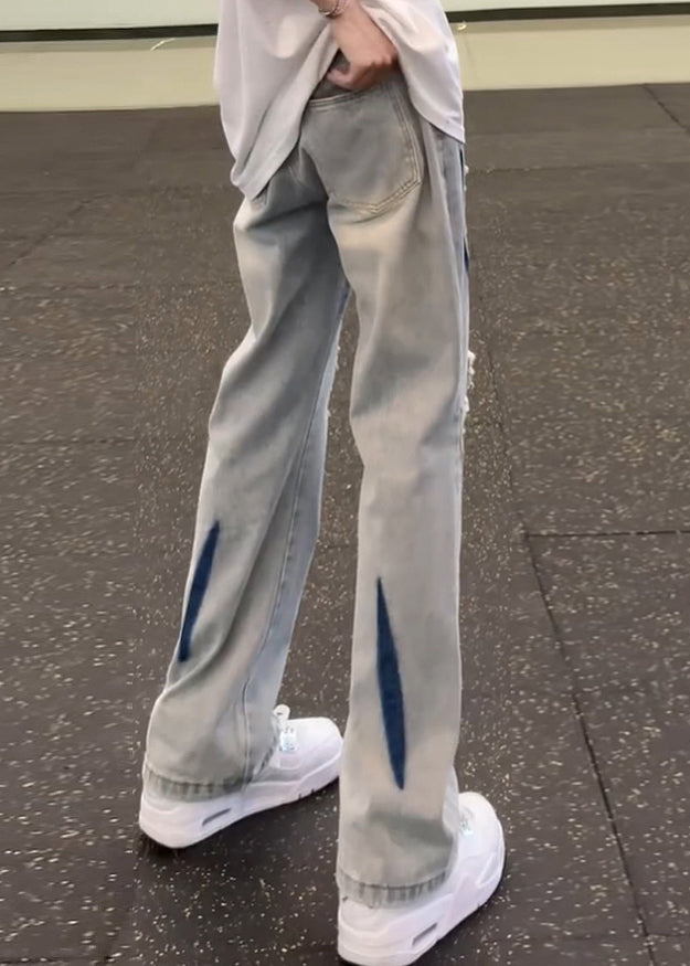 American Style Tie Dye Ripped Denim Pants Fall