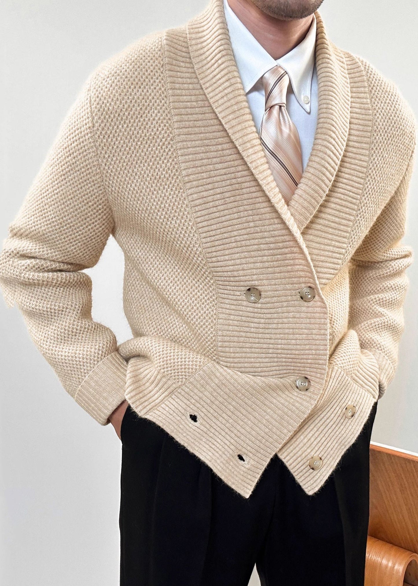Apricot Button Cozy Cotton Knit Coats Peter Pan Collar