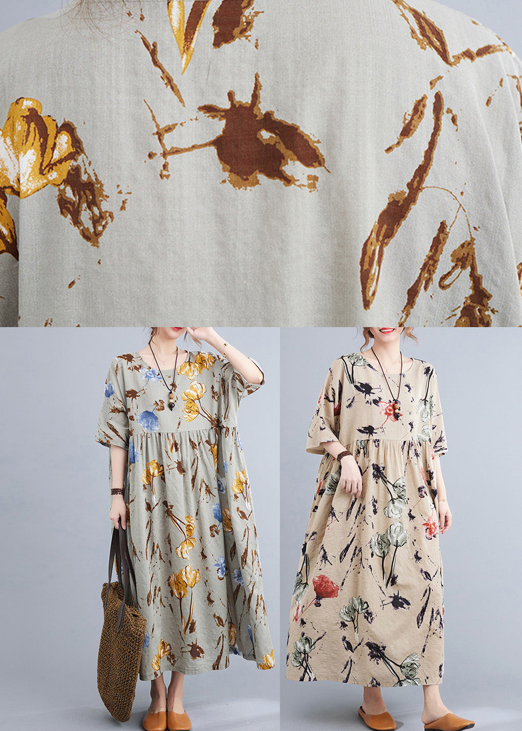 Apricot O-neck Patchwork Party Maxi Dress Summer