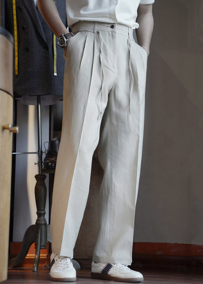 Apricot Pockets Cotton Clothing Straight Pants High Waist