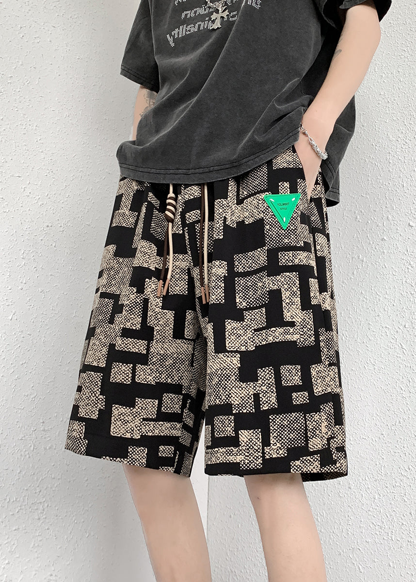 Apricot Pockets Cotton French Shorts Elastic Waist Summer