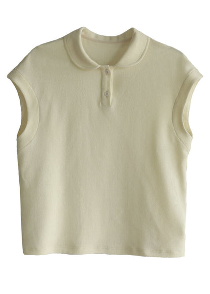 Apricot Cotton Tank Peter Pan Collar Short Sleeve