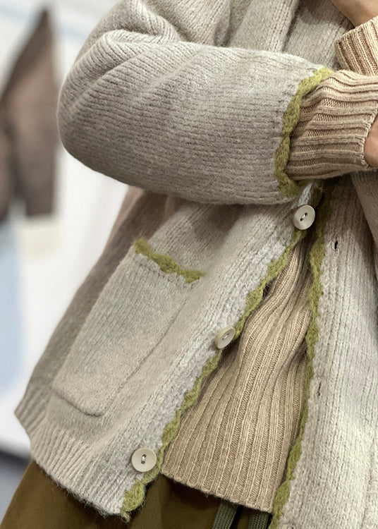 Apricot Cozy Woolen Coat O Neck Long Sleeve