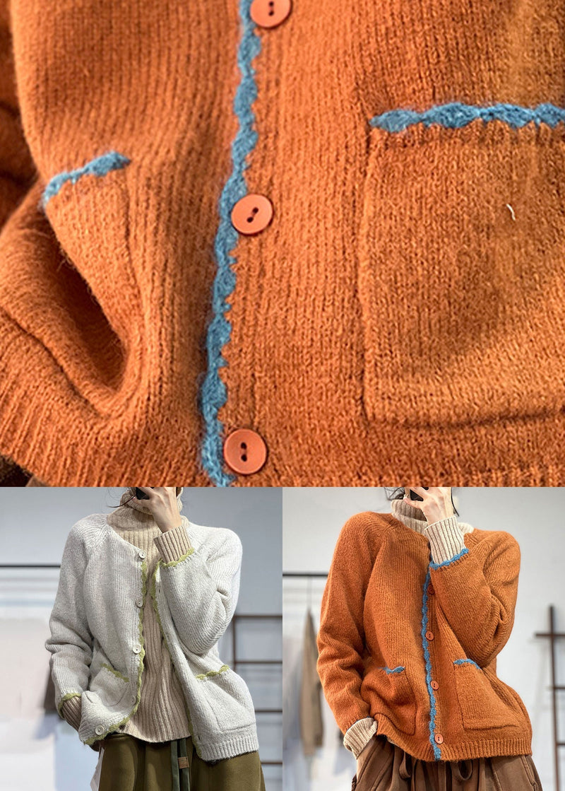 Apricot Cozy Woolen Coat O Neck Long Sleeve