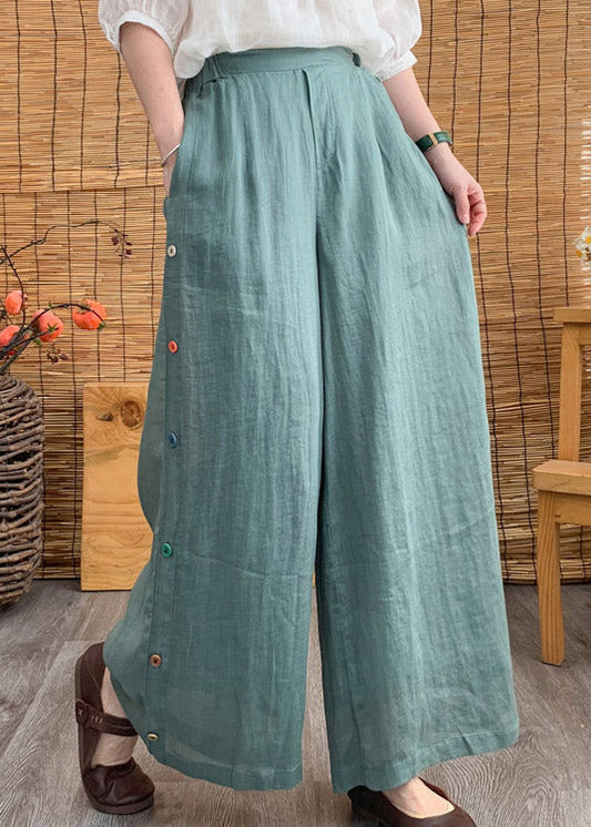 Aqua High Waist Linen Long Pants