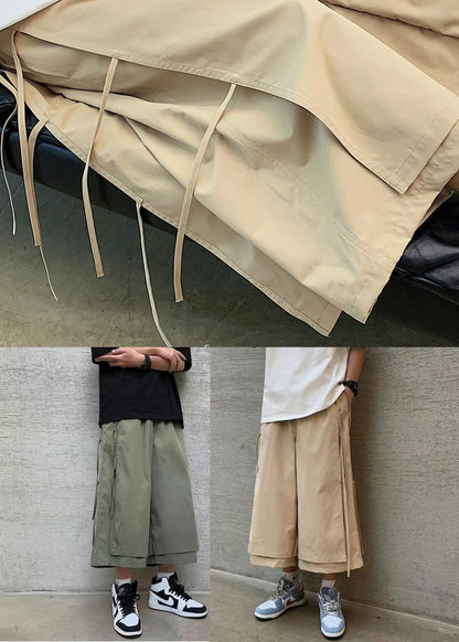 Army Green Elastic Waist Leg Pants Pants Summer