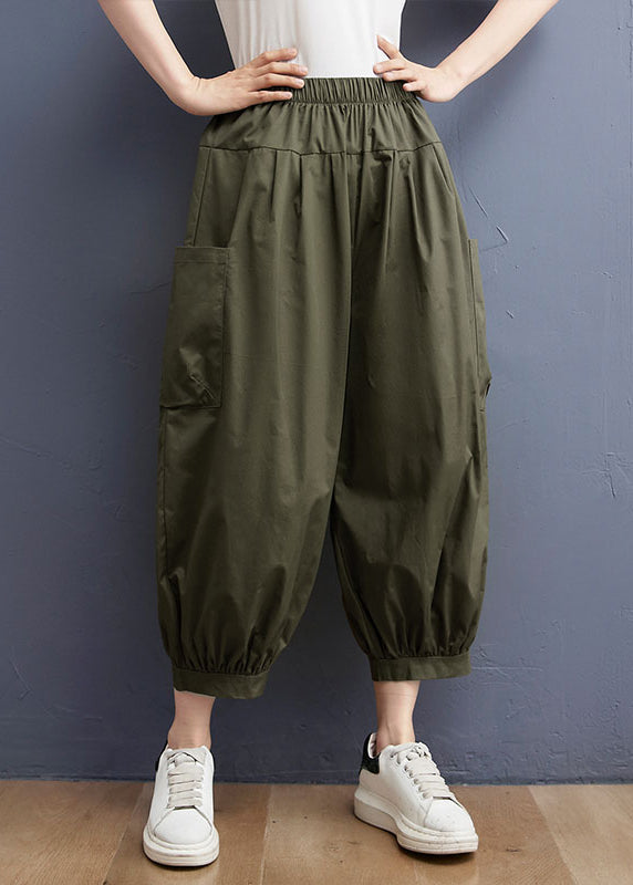 Army Green Pocket Patchwork Harempants Spring