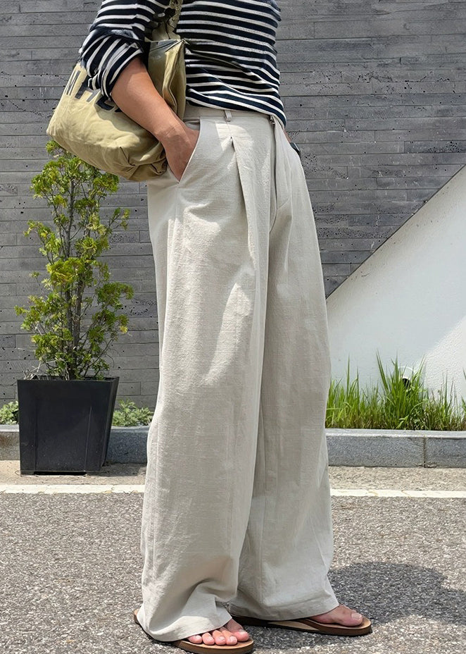 Art Apricot Pockets Linen Pants Summer