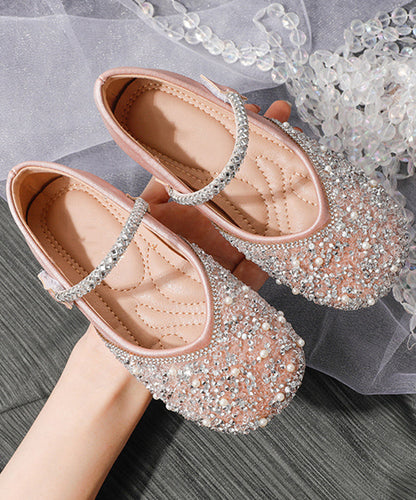 Art Apricot Sequins Soft Buckle Strap Flat Shoes