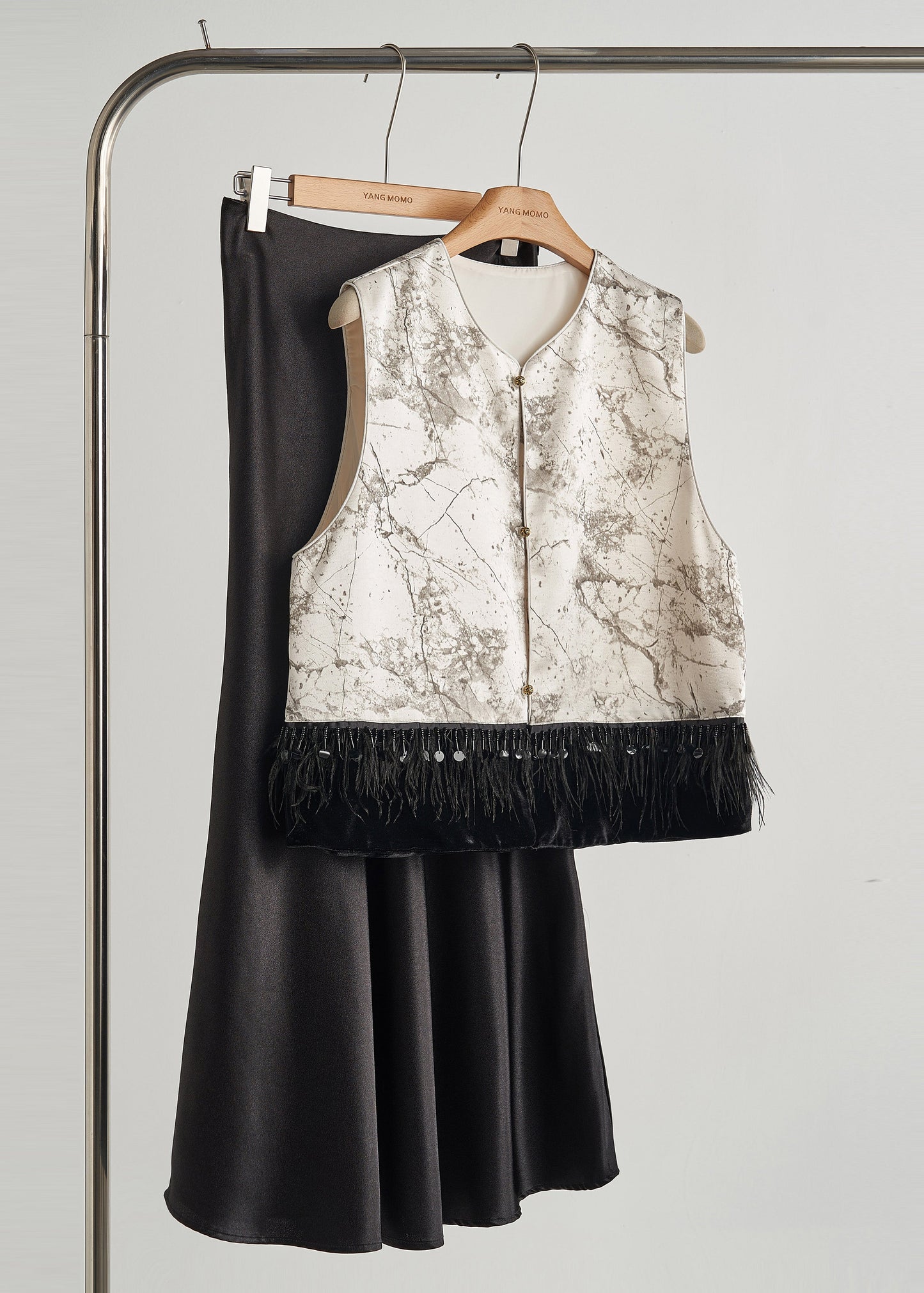 Art Apricot Tasseled Patchwork Print Cotton Vest Fall