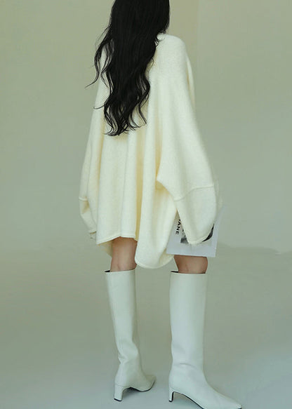 Art Beige Asymmetrical Woolen Coats Winter