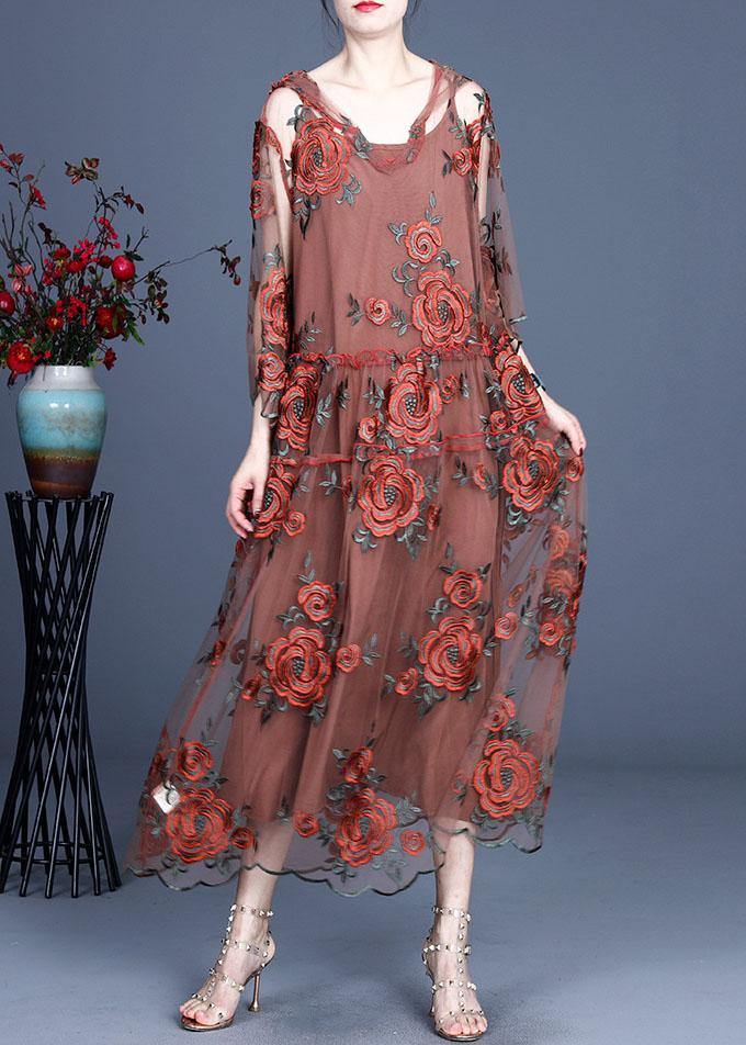 Art Black Embroideried Tulle Hooded Two Pieces Set