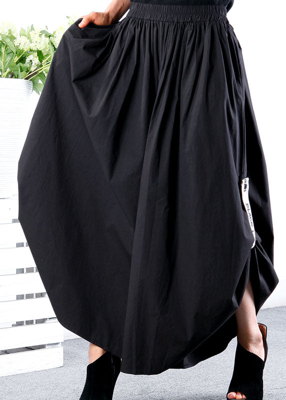 Art Black Loose Pockets Wide Leg Pants Spring
