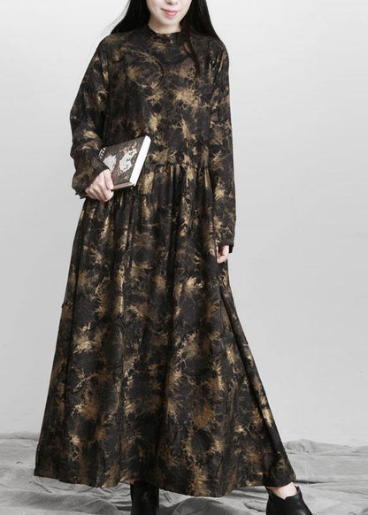 Art Black Print Asymmetrical Design Fall Vacation Dresses