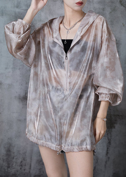 Art Khaki Oversized Drawstring Upf 50+ Coat Jacket Spring
