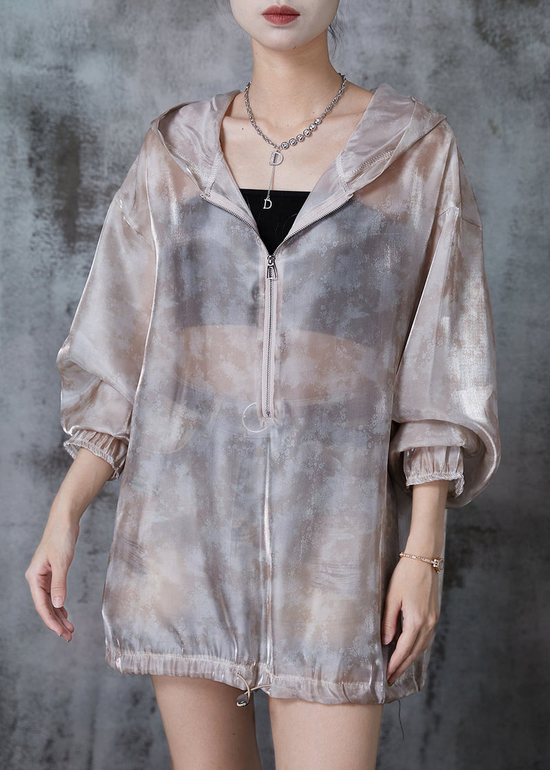 Art Khaki Oversized Drawstring Upf 50+ Coat Jacket Spring