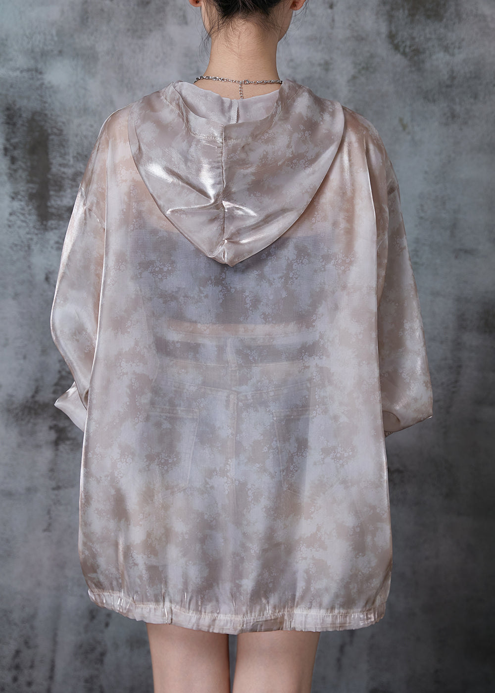 Art Khaki Oversized Drawstring Upf 50+ Coat Jacket Spring