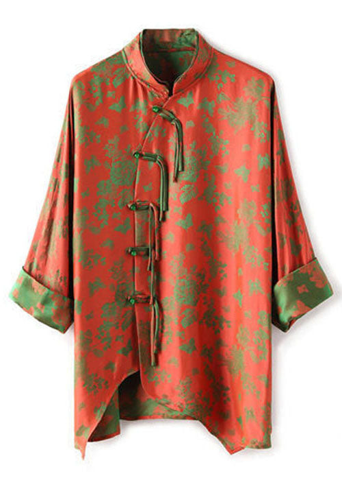Art Yellow Text Double-layer Collar Asymmetrical Jacquard Silk Shirt Top Fall