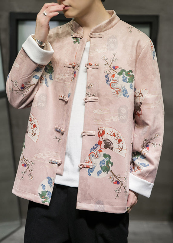Art Pink Stand Colla Button Faux Suede Coats Spring
