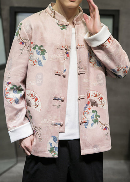 Art Pink Stand Colla Button Faux Suede Coats Spring