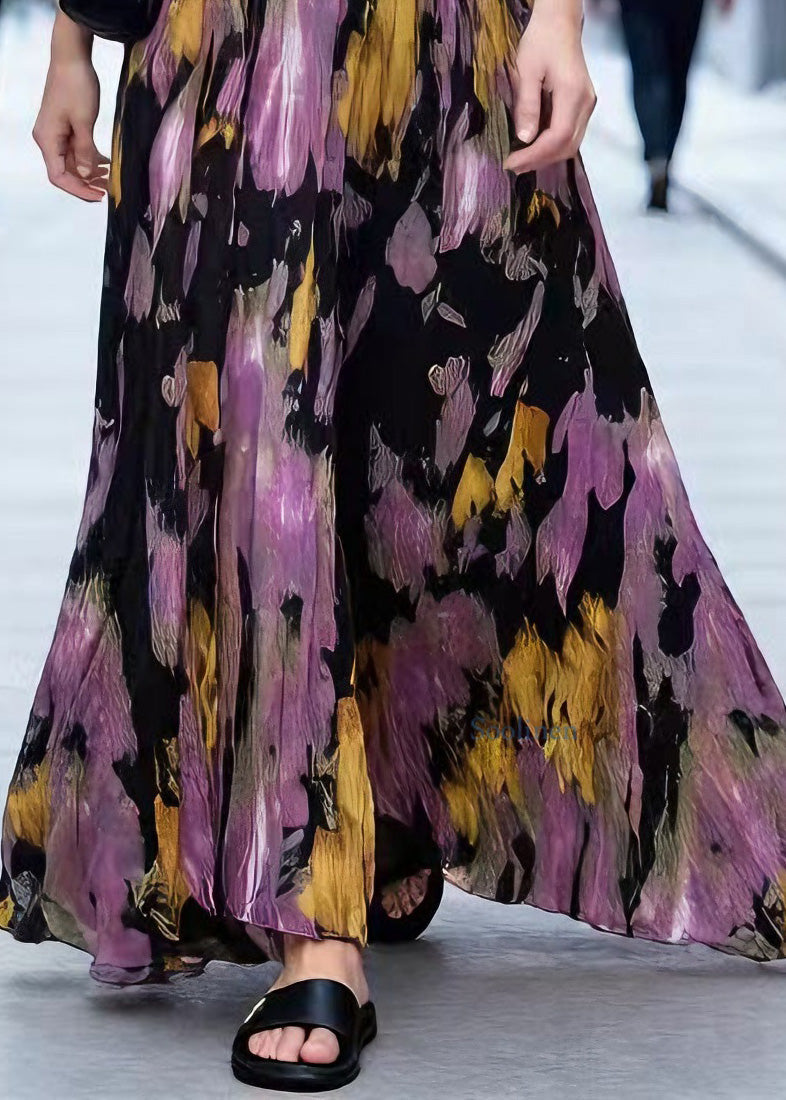 Art Tie Dye Wrinkled Exra Large Hem Chiffon Skirt Summer