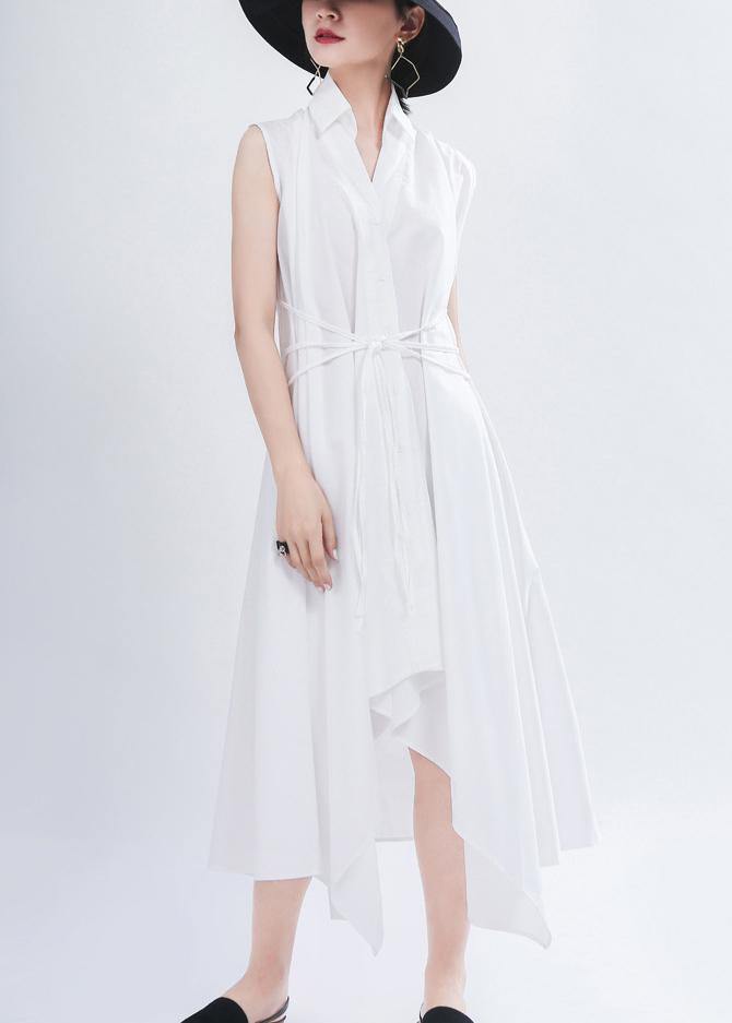 Art White Peter Pan Collar Summer Chiffon Dress