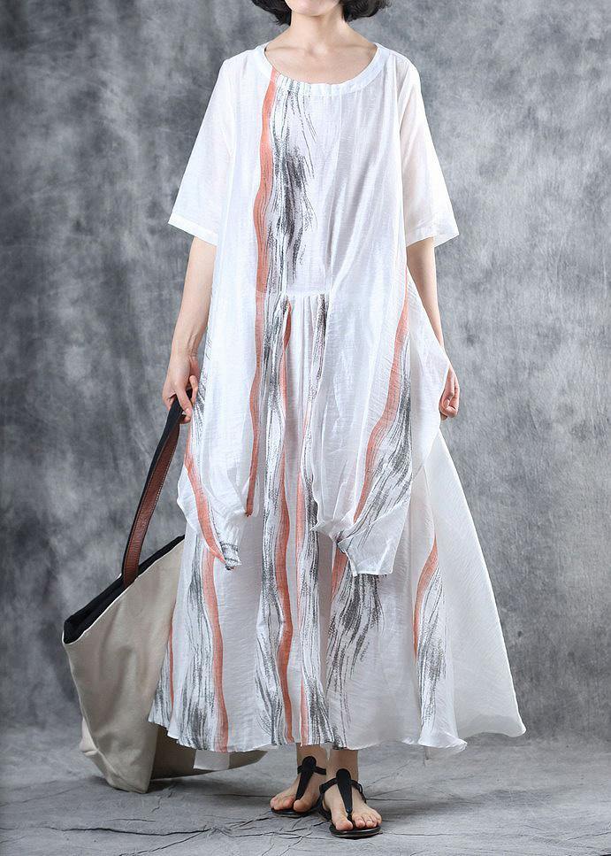 Art Asymmetric Chiffon Summer Robes Wardrobes White Dresses