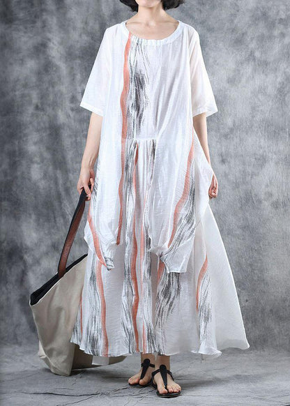 Art Asymmetric Chiffon Summer Robes Wardrobes White Dresses