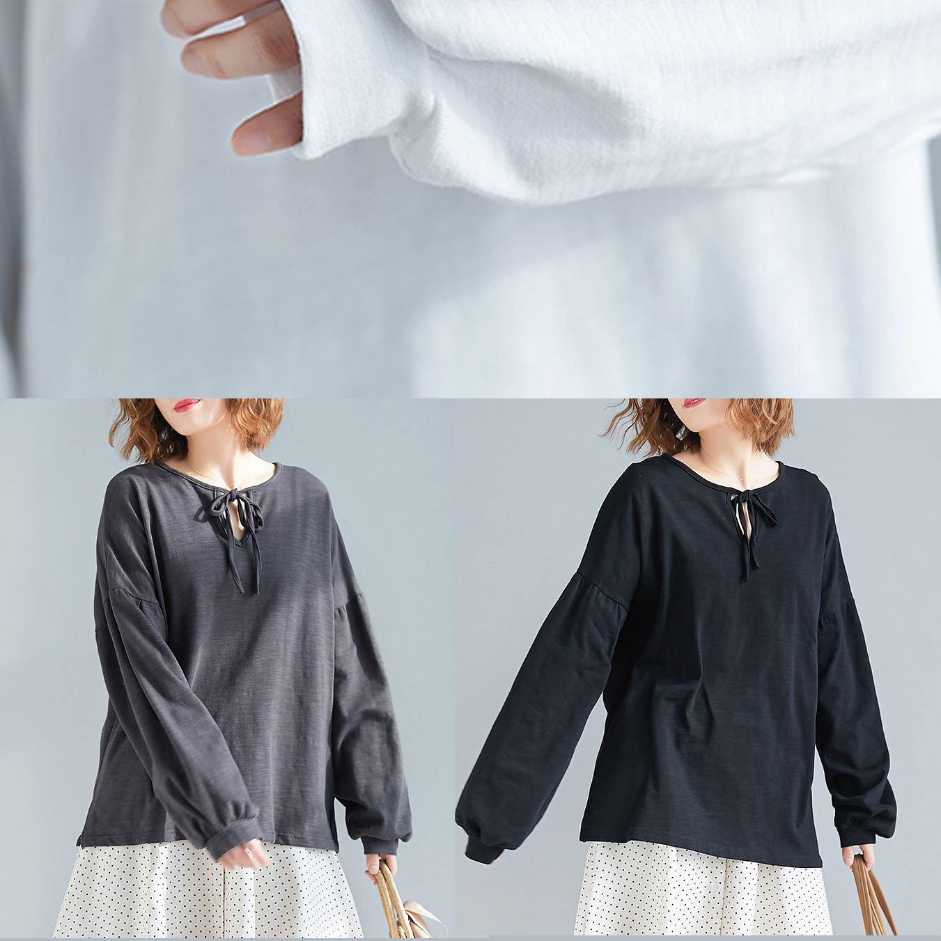 Art black cotton box top long sleeve Knee fall top