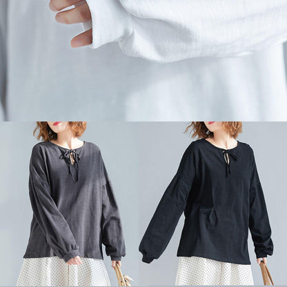 Art black cotton box top long sleeve Knee fall top